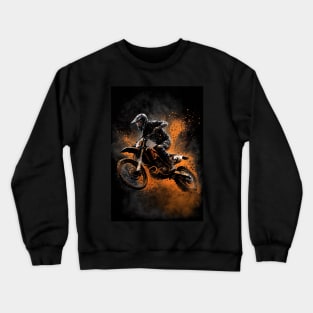 Dirt Bike With Paint Orange Splash Design Crewneck Sweatshirt